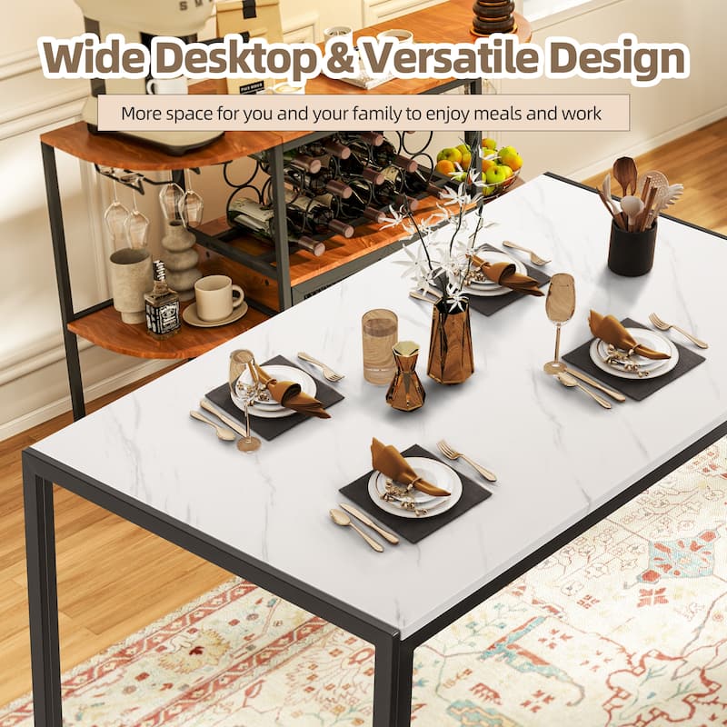 Space-Saving Dining Table Set,Ideal for Small Spaces - Featuring a Stylish Faux Marble or Wood Grain Table with Modern Chairs