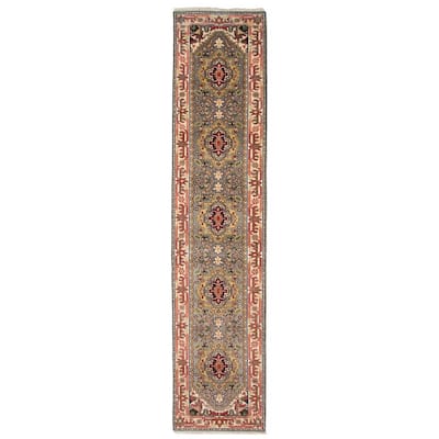ECARPETGALLERY Hand-knotted Serapi Heritage Grey Wool Rug - 2'6 x 12'2