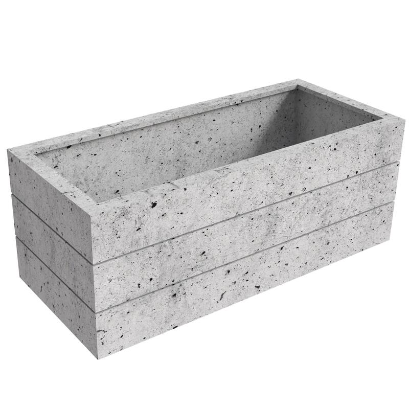 Oasis Modern Fiberstone Weather Resistant Planter Box With Drainage Holes for Garden Back yard Home Office - White