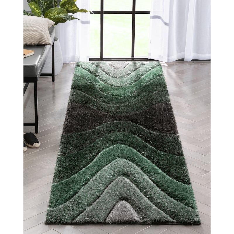 Well Woven San Francisco Luz Geometric Modern Carved Shag Area Rug