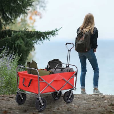 Outdoor Garden Multipurpose Micro Collapsible Beach Trolley Cart Camping Folding Wagon