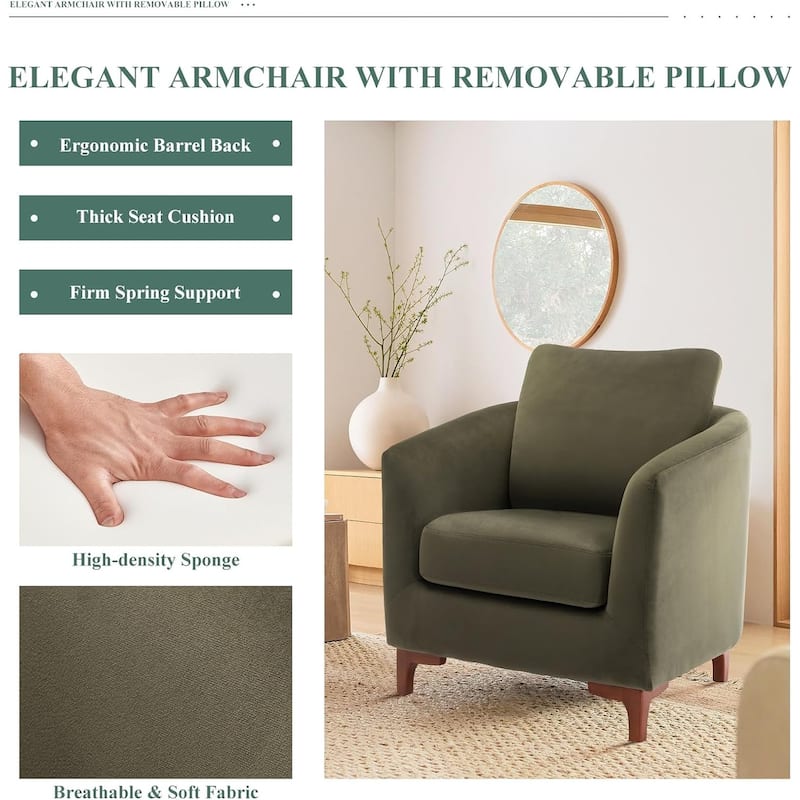 Sherpa Accent Chair with Storage Ottoman Set, Upholstered Barrel Club Arm Chair with Footrest Set of 1/2