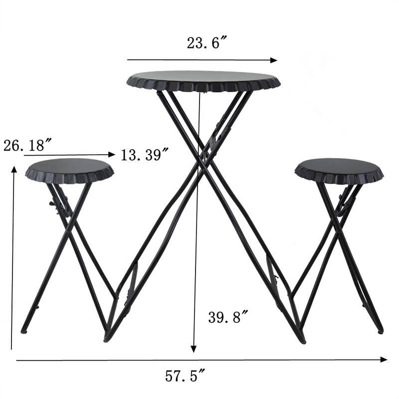 2-in-1 Industrial Foldable Side Table Set with Foldable Legs
