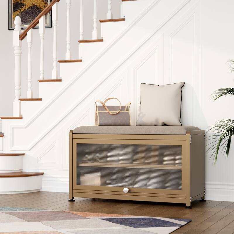 2-Tier Flip-Up Shoe Bench with Storage – 286lb Capacity, Soft Seat & Magnetic Closure