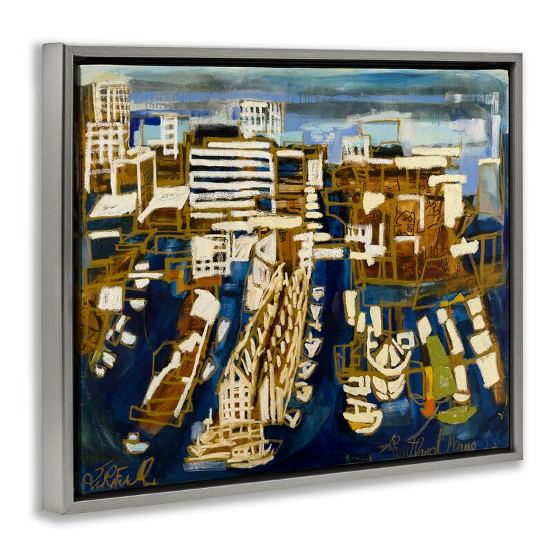 Stupell Bold Abstract Cityscape Framed Floater Canvas Wall Art Design By Erin McGee Ferrell