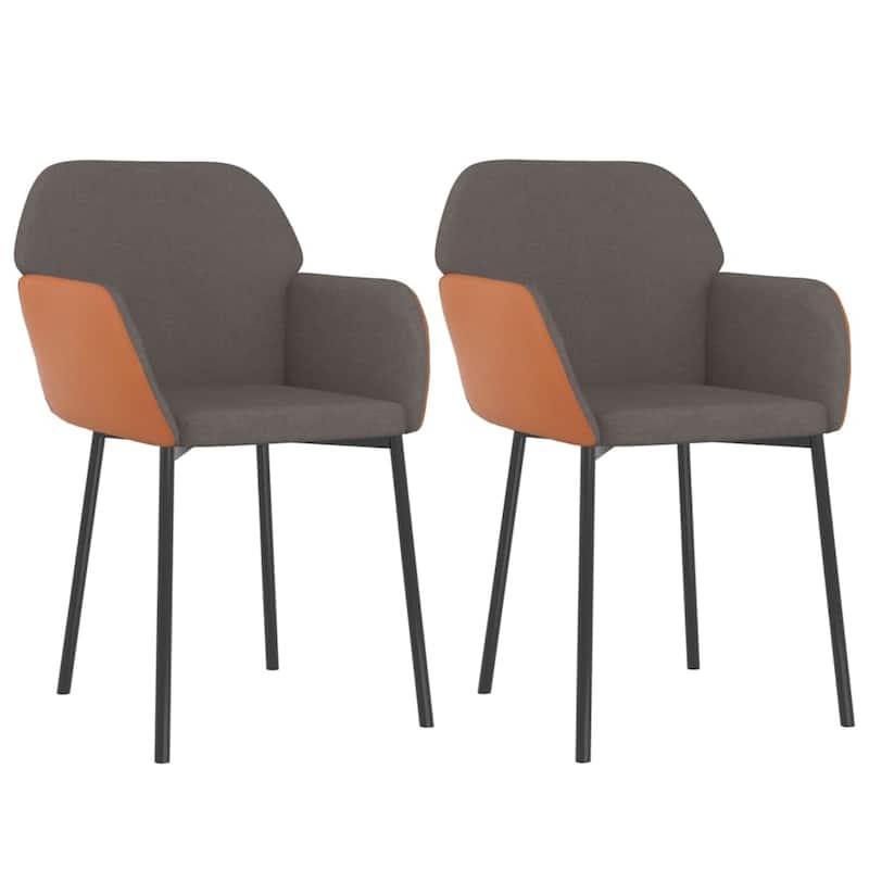 vidaXL Dining Chairs 2 Pcs Accent Upholstered Chair Fabric and Faux Leather - 21.3" x 23.2" x 29.9"
