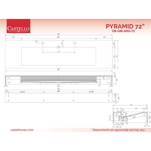 Pyramid Solid Surface Wall-Mounted Bathroom Sink