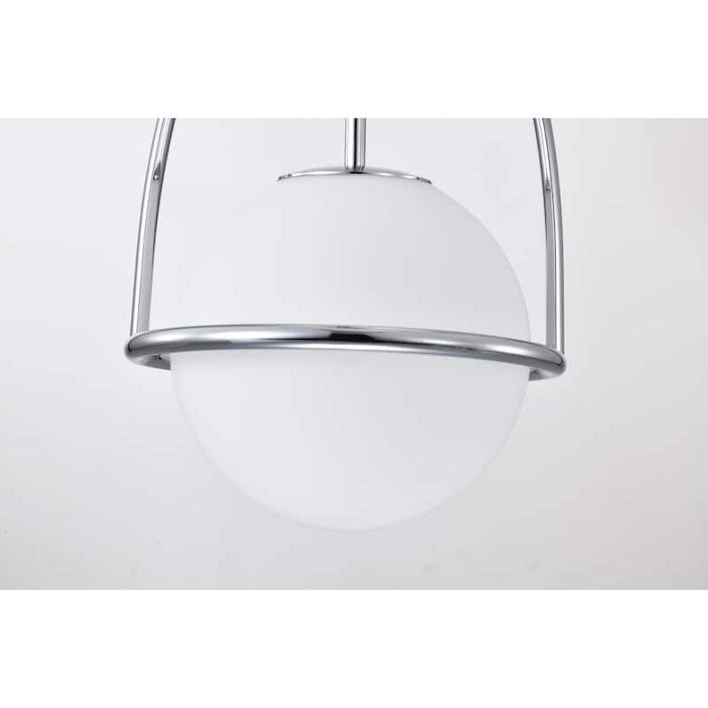 Marlene Chrome Single Pendant Light with Opal Glass Globe Shade