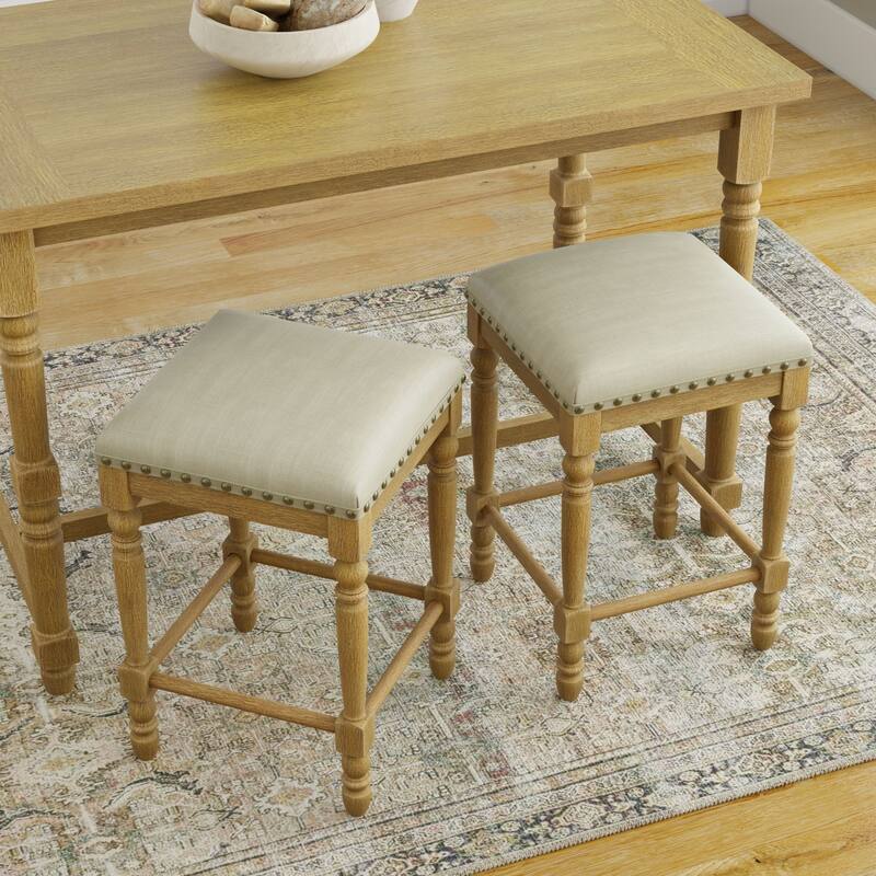 Deluxe Upholstered Barstools - 26" - Set of 2 - Brown and Beige