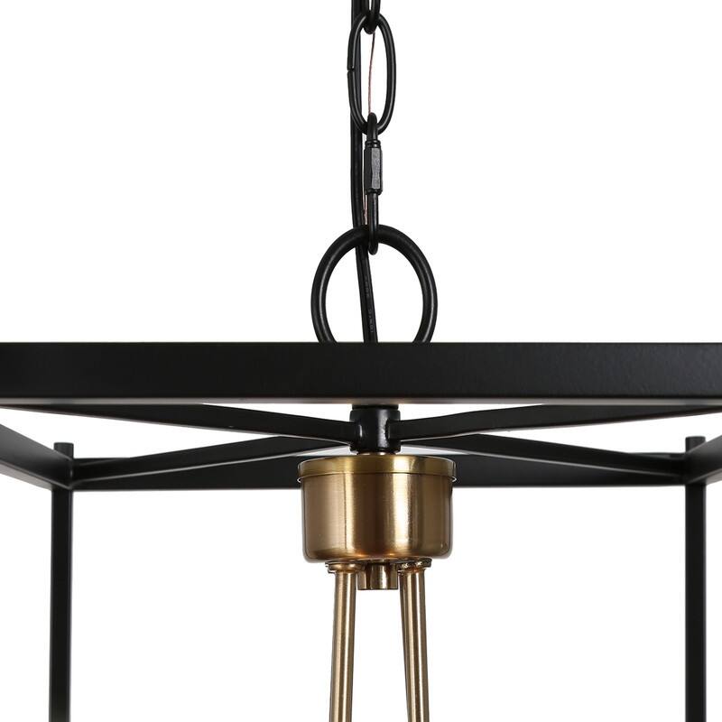 Modern Farmhouse Black Gold Geometric 4-Light Candle Pendants Chandelier for Kitchen Island
