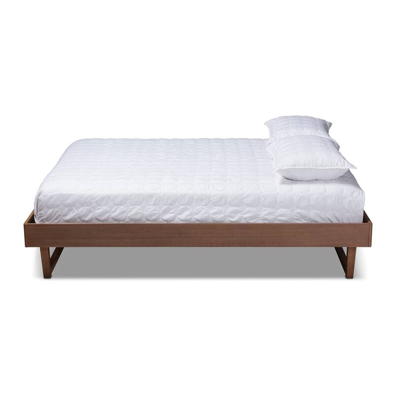 Full Size Platform Bed Frame - Walnut Brown Wood Bed - Low Profile Design - No Box Spring Needed - HomeStock