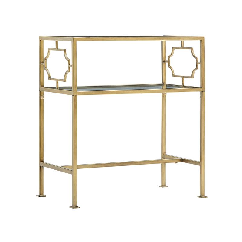 Grifton Rectangular Antique Gold Metal and Glass Accent Table