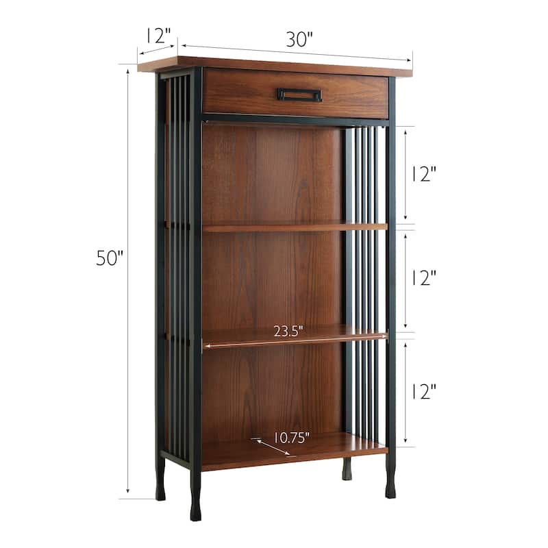 Leick Home Mission Mantel Height Bookcase with Slatted Sides