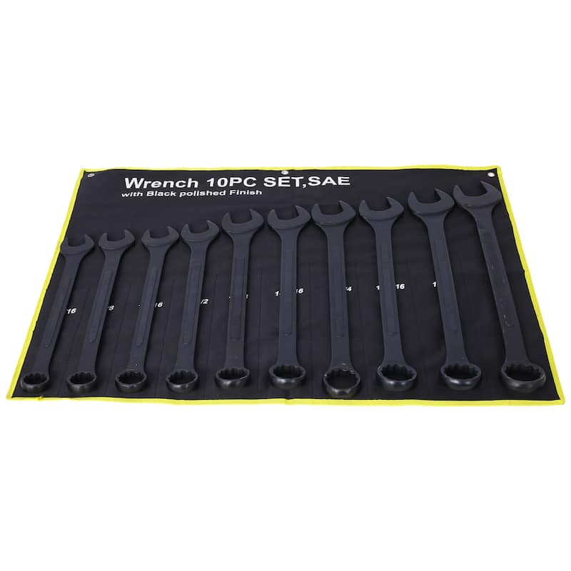 Jumbo Combination Wrench Set Extra Large,10 PC SAE Black-Oxide Jumbo Combo Wrench Set 1-5/16" - 2" with pouch