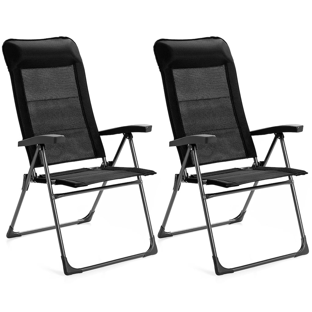 2PCS Patio Dining Chairs Folding Outdoor Lawn Chairs Camping Chairs