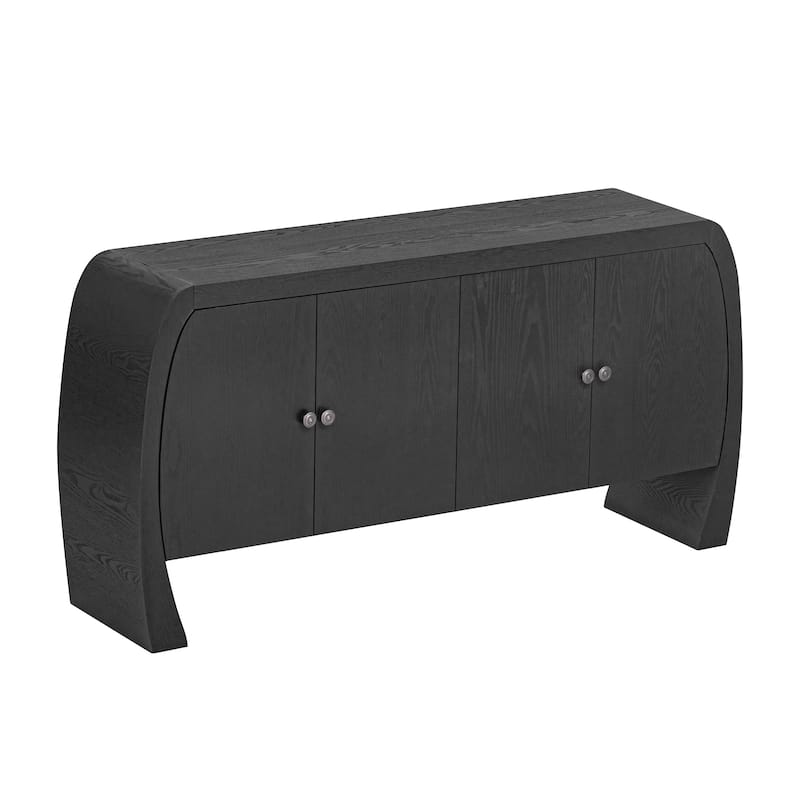 4 Door Wood Storage Cabinet, Buffet Cabinet with Adjustable Shelves, Multi-Functional Entryway Accent Table Cabinet