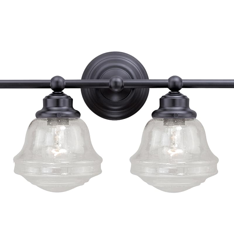 Huntley 4 Light Bronze Farmhouse Schoolhouse Bathroom Vanity Fixture - 32-in W x 10-in H x 7-in D