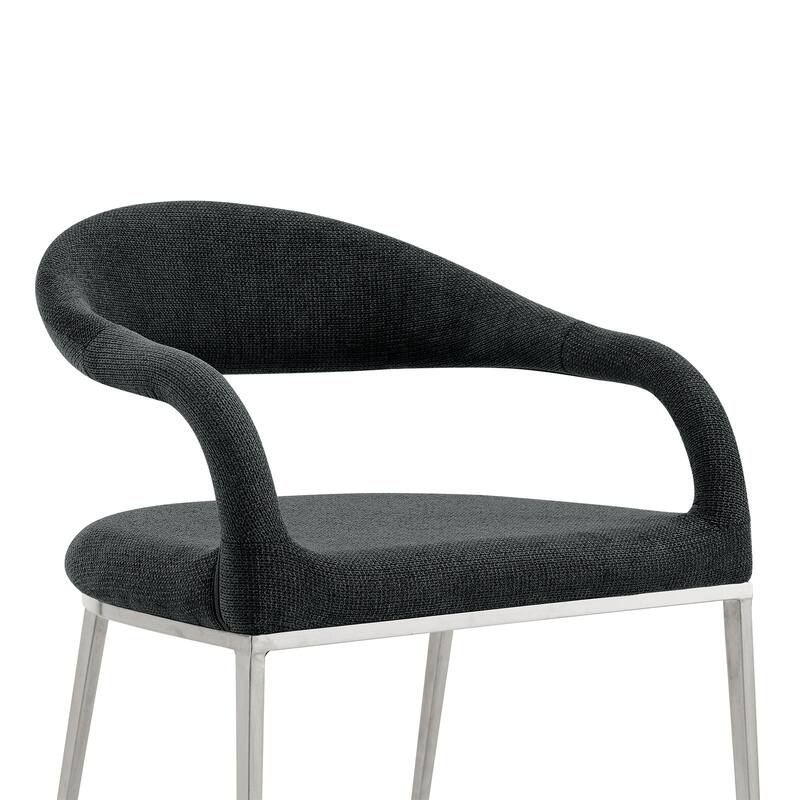 HomeRoots Set of Two Gray And Silver Upholstered Polyester Open Back Dining Arm Chairs