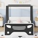 preview thumbnail 3 of 3, Twin Pine Wood Car-Shaped Bed Floor Bed Frame w/Roof Wheels,Door,Black