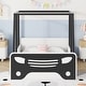 preview thumbnail 2 of 12, Twin Size Pine Wood Car-shaped Bed with Roof, wheels, door Design, Montessori Inspired Bedroom