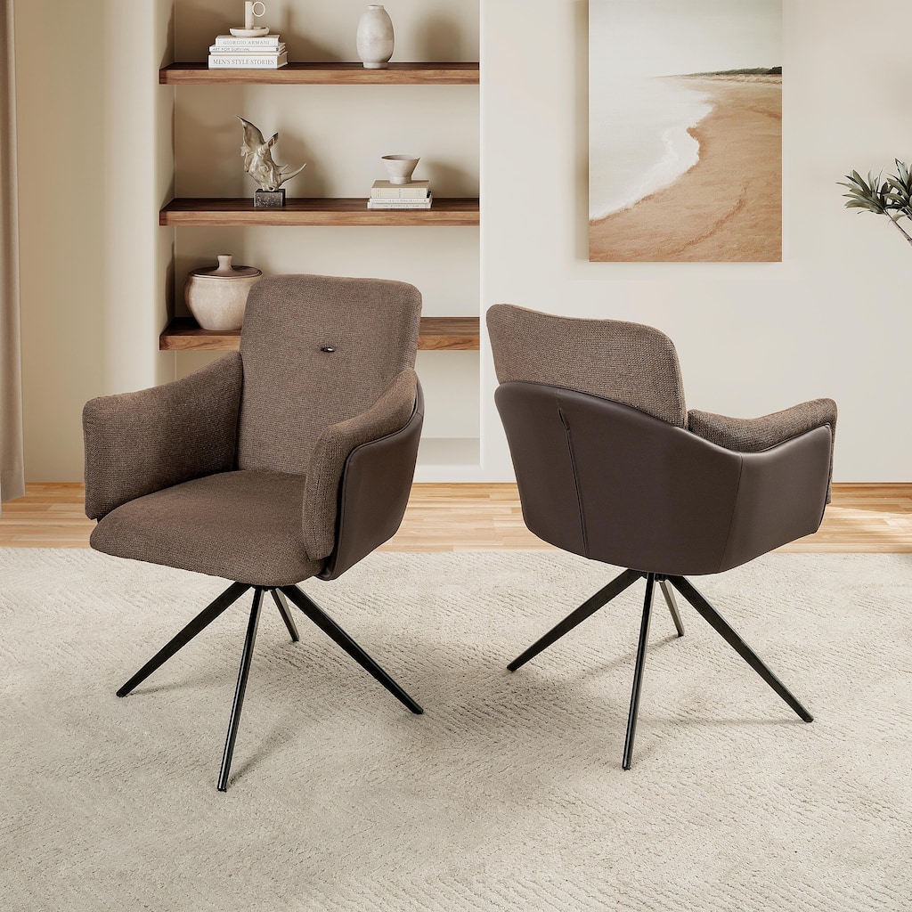 360° Swivel Home Office Desk Chairs Set of 2, Dining Chairs with Arm