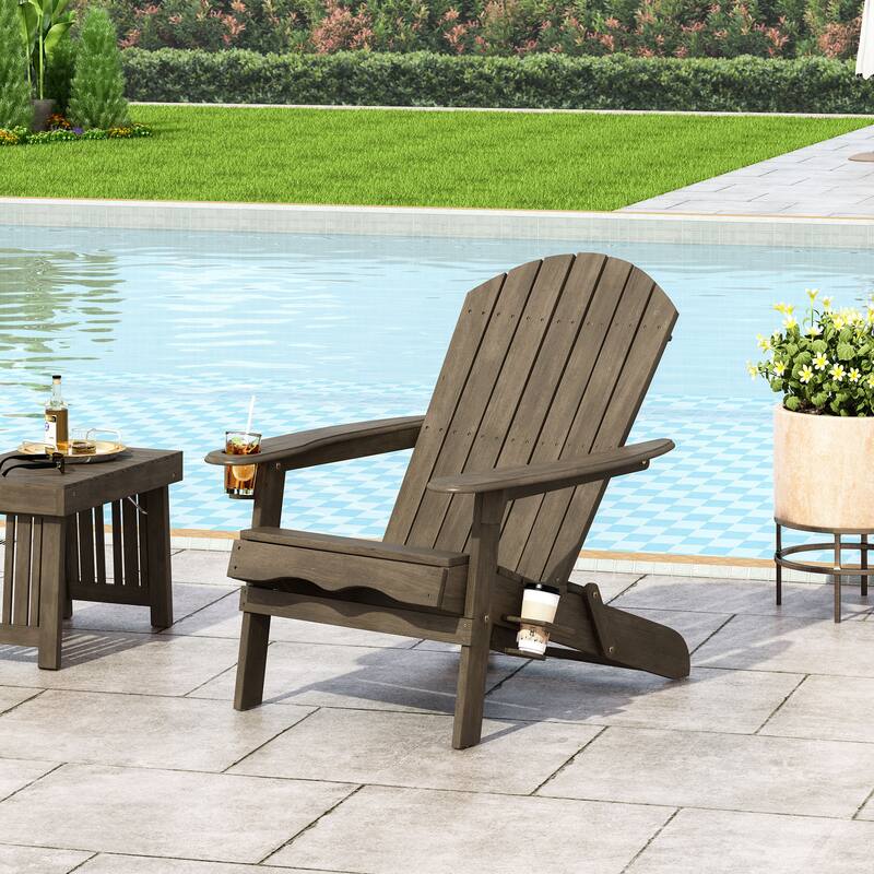 BELLWOOD ADIRONDACK CHAIR with Durable Wooden Frame, Perfect for Indoor and Outdoor - Grey