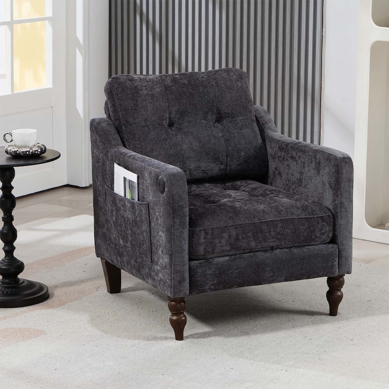 Mid-century Design Accent Chair with USB Charging,for Living Room and Bedroom
