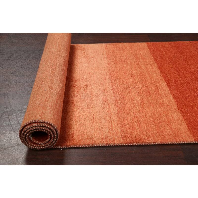 Modern Striped Oriental Gabbeh Kashkoli Runner Rug Wool Handmade - 3'2" x 15'7"