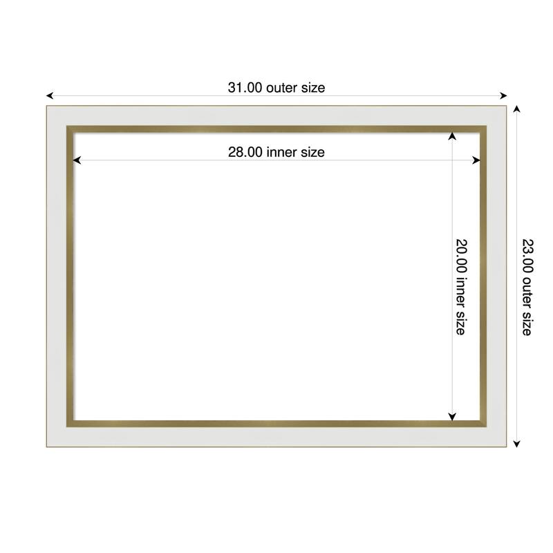 Amanti Art Eva Black Silver Narrow Framed Dry Erase Magnetic Board - 31 x 23 in - Eva White Gold Narrow