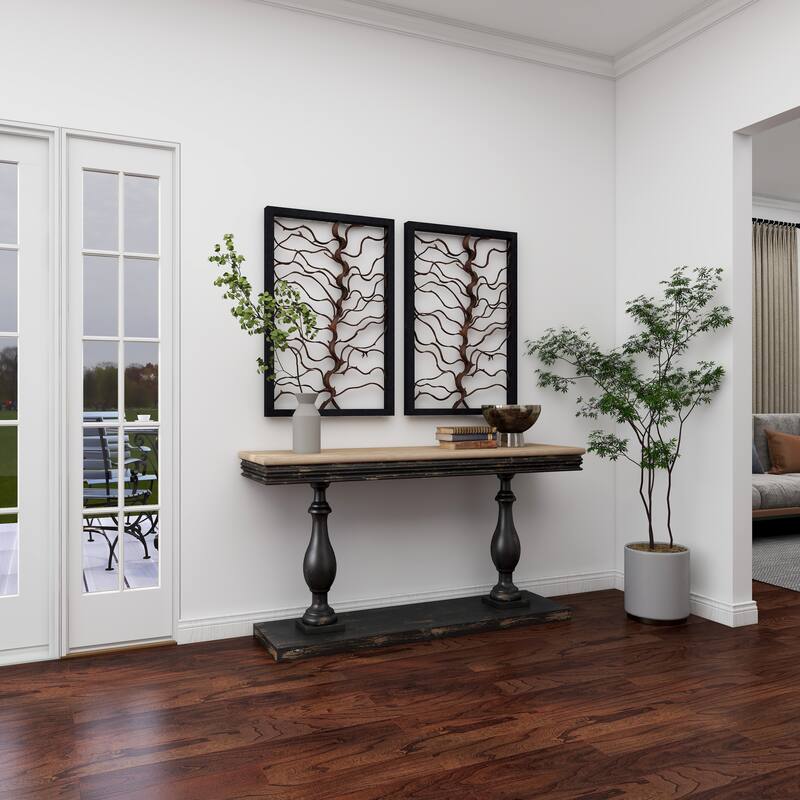 Black Wood Branch Tree Home Wall Decor with Black Frame