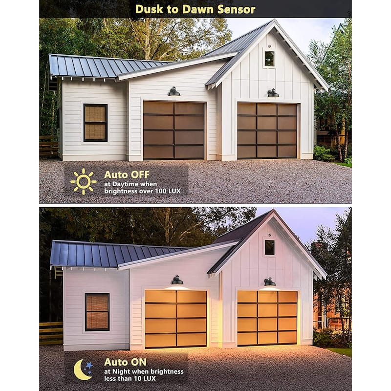 Motion Sensor Farmhouse Barn Light Outdoor, Dusk to Dawn Sensor Wall Sconces, Exterior Light Fixture