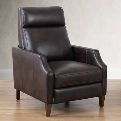 Modern PU Leather Push Back Single Recliner Solid Wood Legs Adjustable Seating Sofa Recliner, Easy to Clean