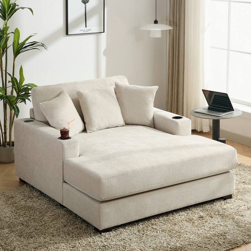 55" Oversized Lounger Modern Style Sofa with Pillows