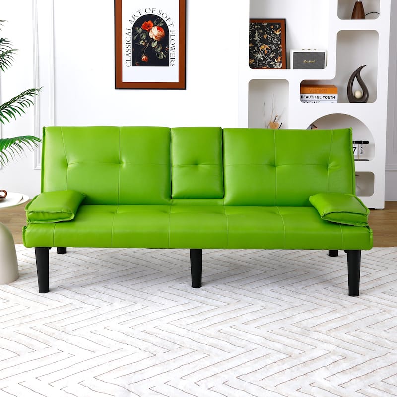 The 67-inch PVC multi-functional sofa bed, with a foldable and cup holder design