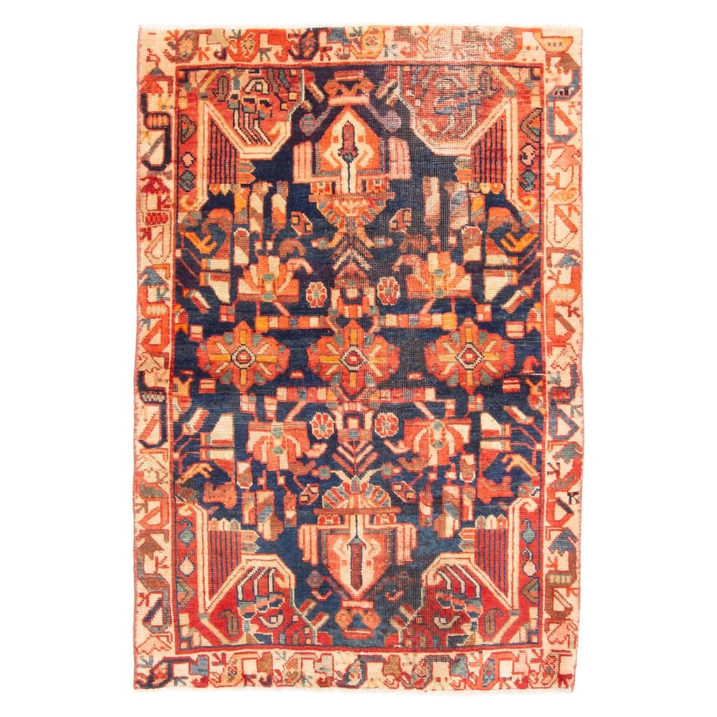 ECARPETGALLERY Hand-knotted Andelz Dark Navy Wool Rug - 3'3 x 5'0