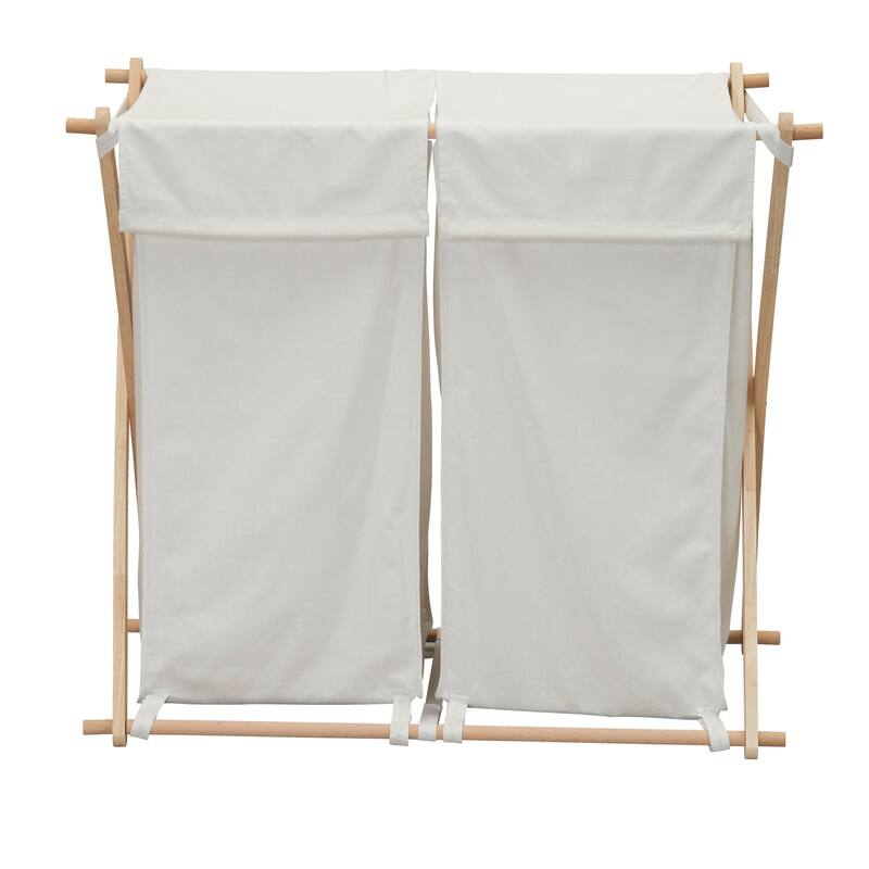 Household Essentials Folding X-Frame Wood Laundry Hamper