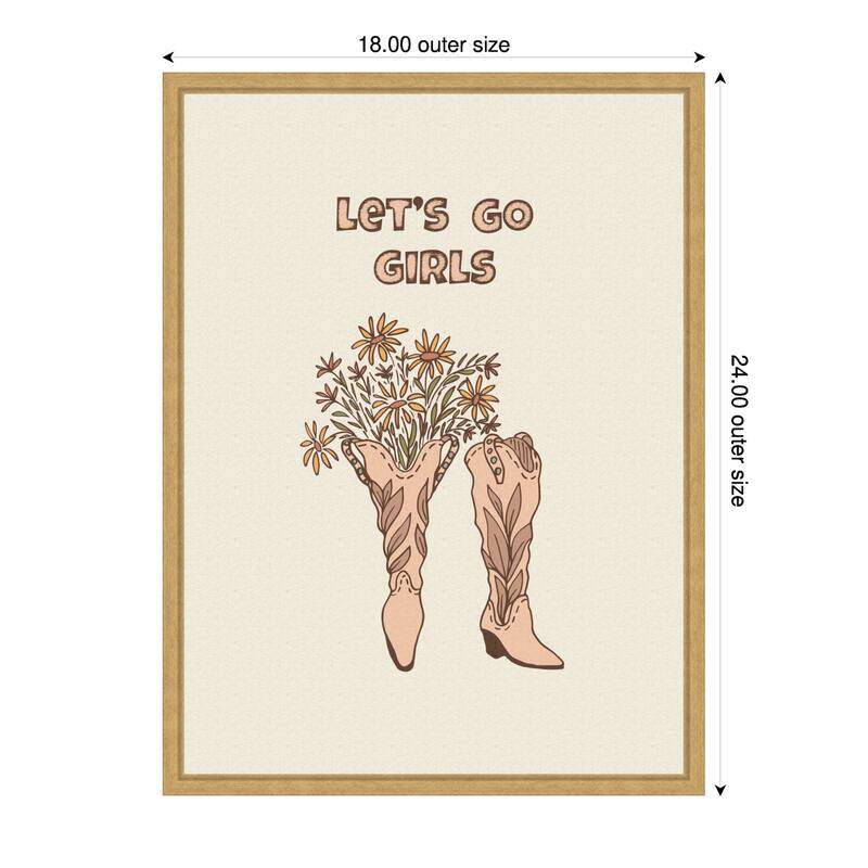 Cowgirl Boots With Flowers by Olena Kovalova Framed Canvas Wall Art Print - 18 x 24 in