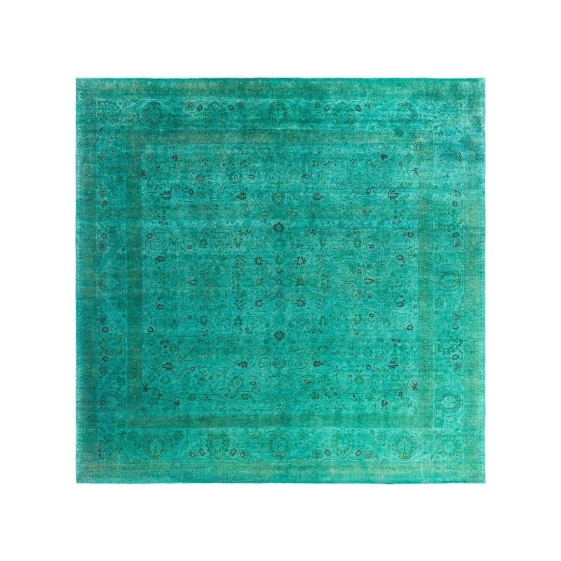 Fine Vibrance One-of-a-Kind Hand-Knotted Area Rug - Green, 9' 2" x 9' 4" - 9' 2" x 9' 4"