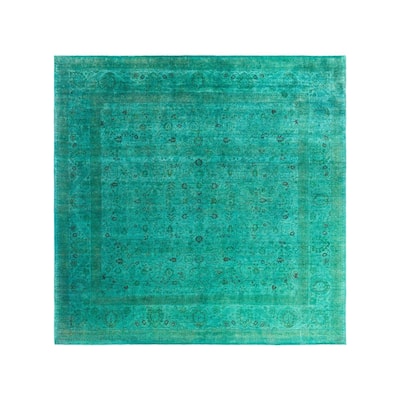 Fine Vibrance One-of-a-Kind Hand-Knotted Area Rug - Green, 9' 2" x 9' 4" - 9' 2" x 9' 4"