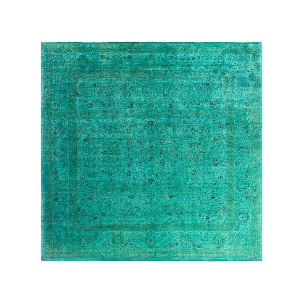 Fine Vibrance One-of-a-Kind Hand-Knotted Area Rug - Green, 9' 2" x 9' 4" - 9' 2" x 9' 4"