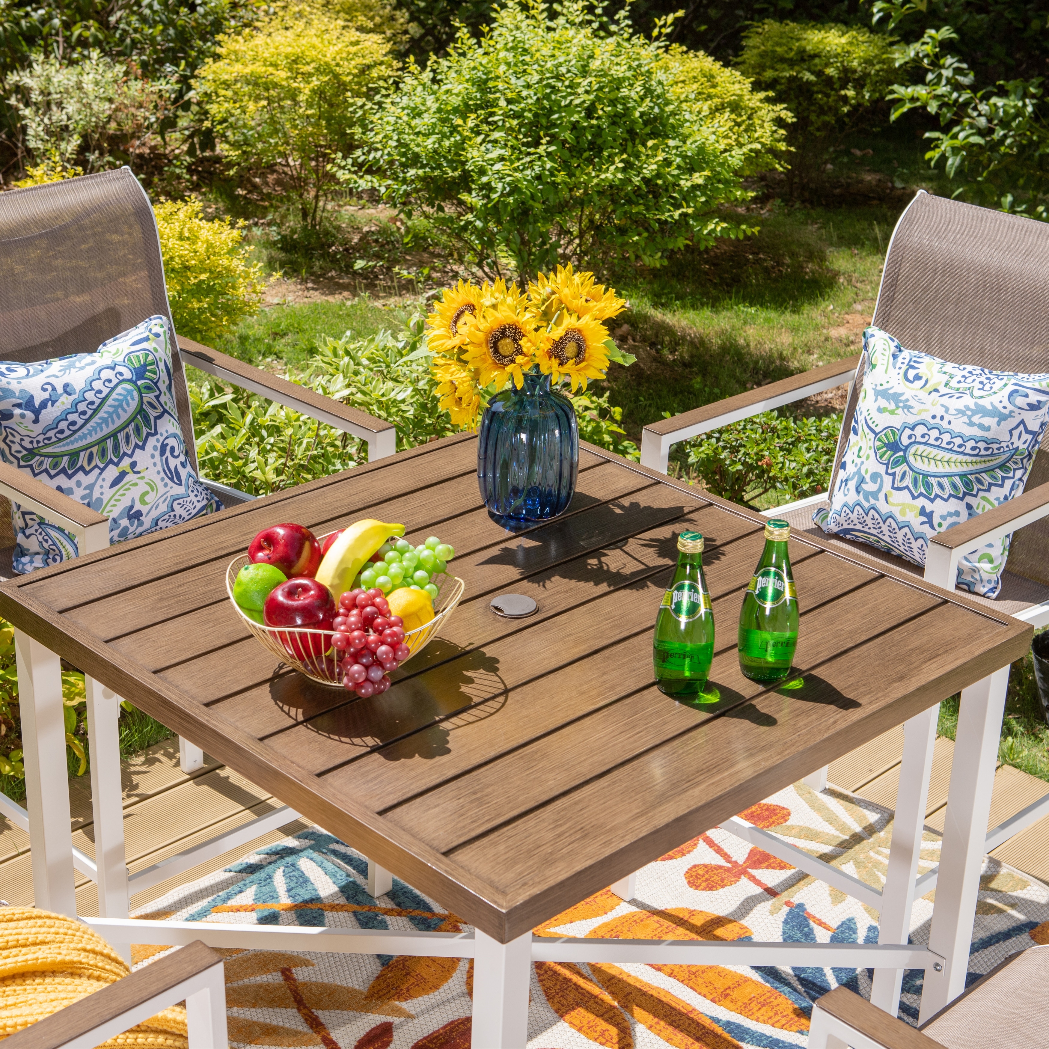 36 inch patio table umbrella in. Aluminum Dining for 4, 1.97" Hole, Black modern feel Caribbean 36 Bistro Set (4-Arm
