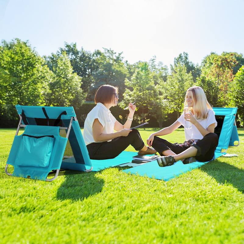 Foldable Beach Lounger, Lightweight Beach Mat Lounge Chair with Breathable Mesh Back