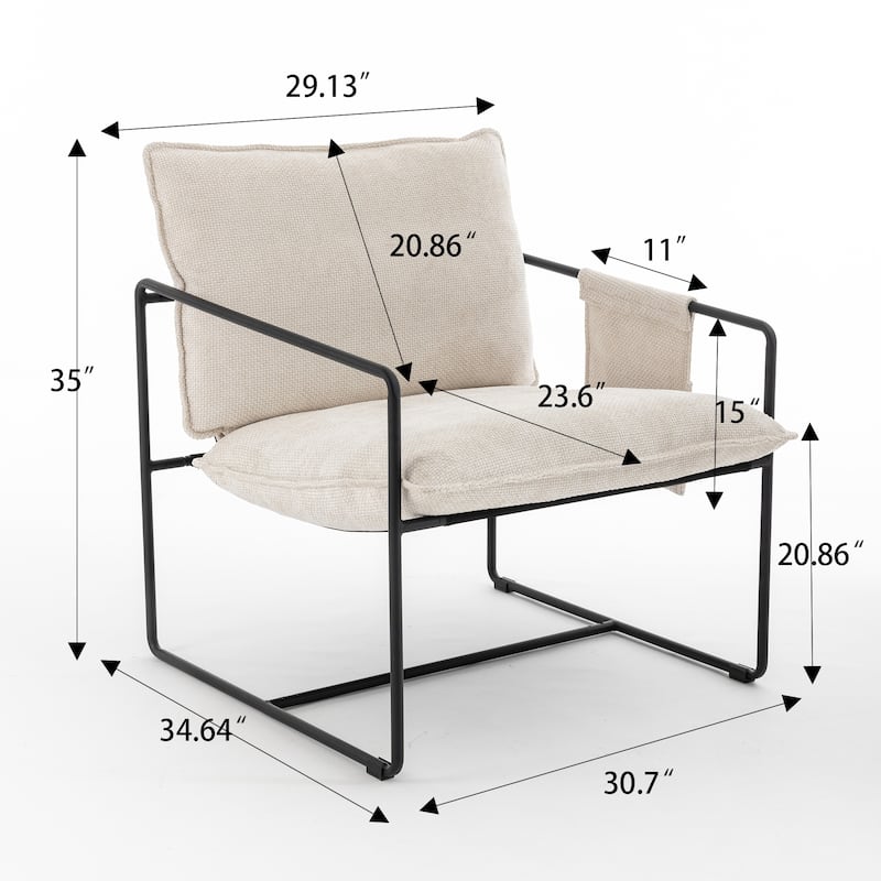 30.7" Arm Chair with Metal Frame and Gold Accents (Set of 2)