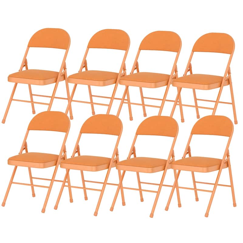 8 Pack Portable Padded Folding Chair, Upholstered Folding Dining Chairs Pack of 8, Metal Event Commercial Chairs - Orange