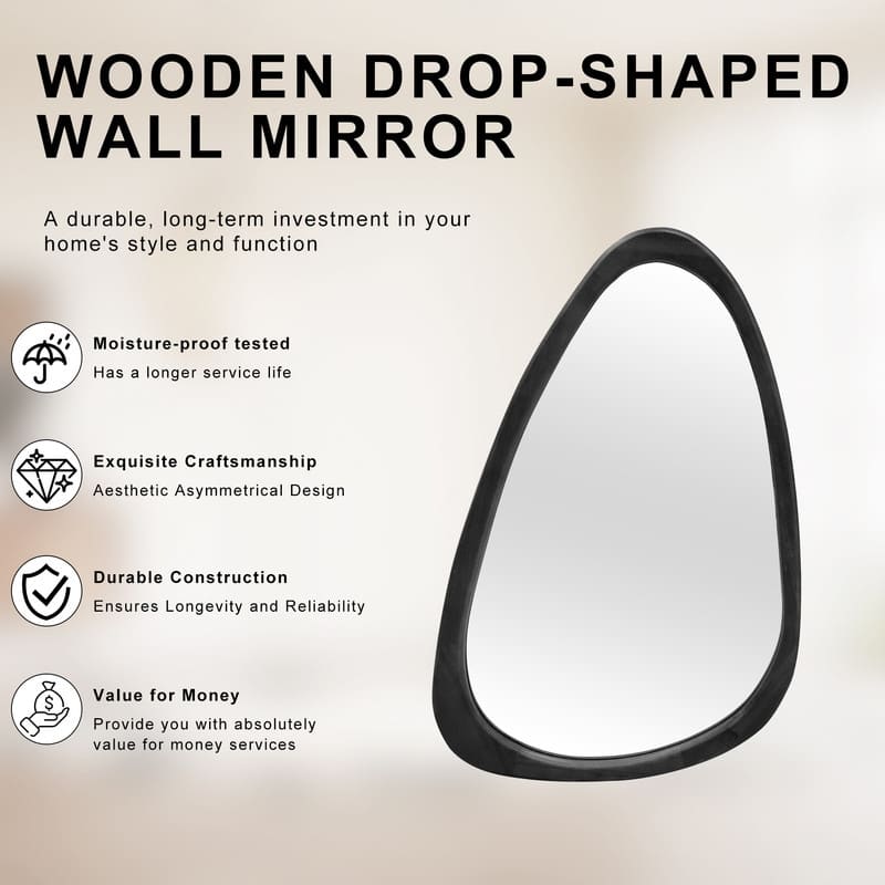 Irregular Mirror Asymmetrical Wood Wall Mirror