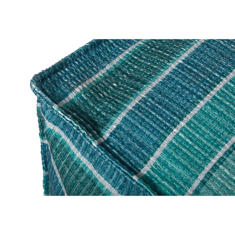 Alexander Home Striped Lagoon Traditional Pouf