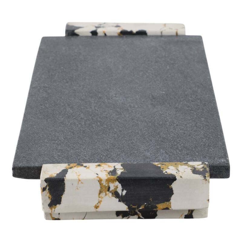 Stone Marble Tray Rectangular Modern Design Home Office - 2" Black - 18" x 8" x 2"