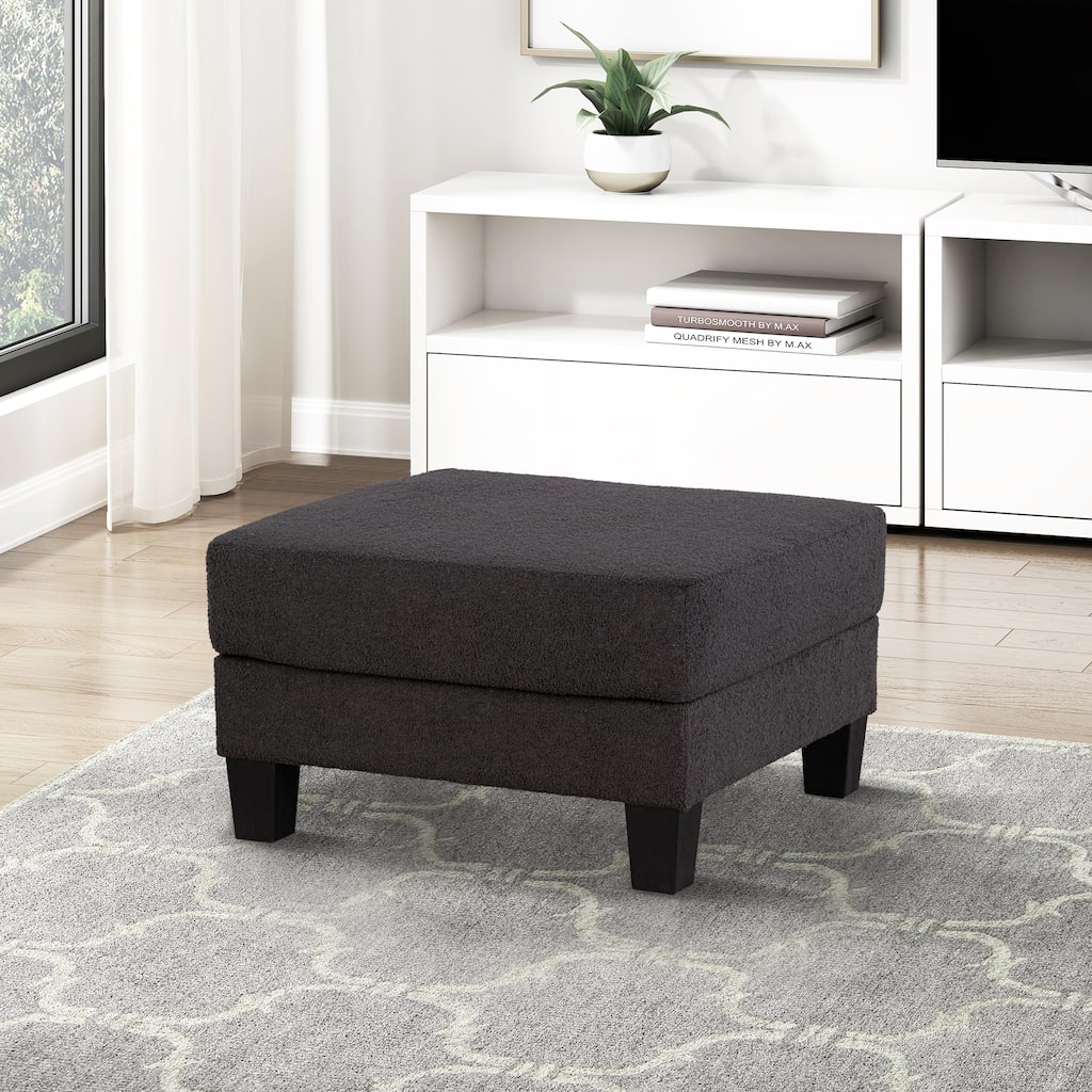 Modern Black Fabric Ottoman with Storage Function