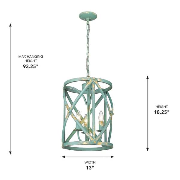 dimension image slide 1 of 2, Golden Lighting Alcott 3-light Pendant in Antique Black Iron