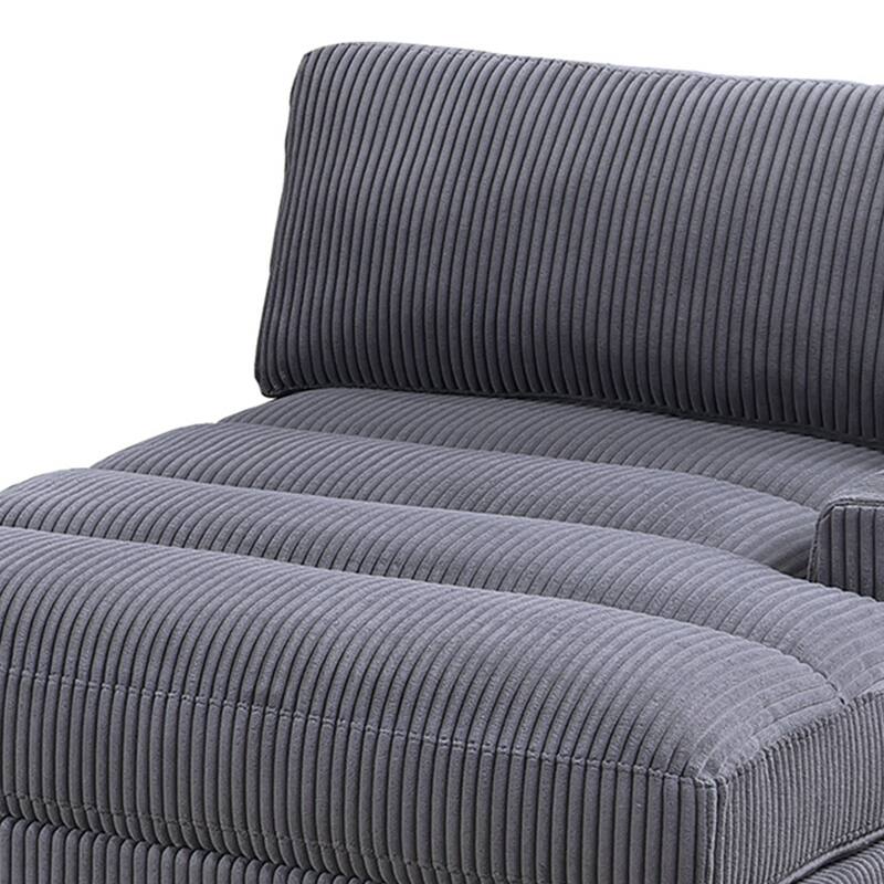 Gray Wide-Welt Corduroy Upholstered Modular Piece